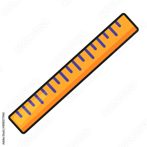 Mathematical ruler for measuring length. School tool with centimeter, millimeter markings drawing, geometry, mathematics. Futuristic stroked shadows and highlights vector isolated on white background