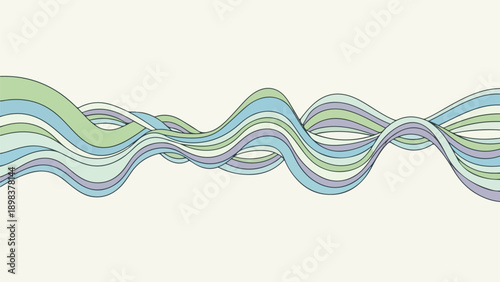 Pastel waves of colored lines form a layered, flowing, abstract design