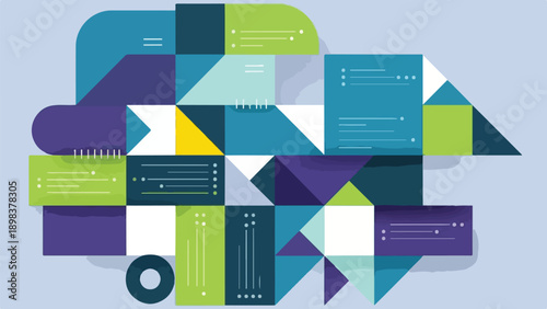 Colorful, abstract geometric composition in flat design