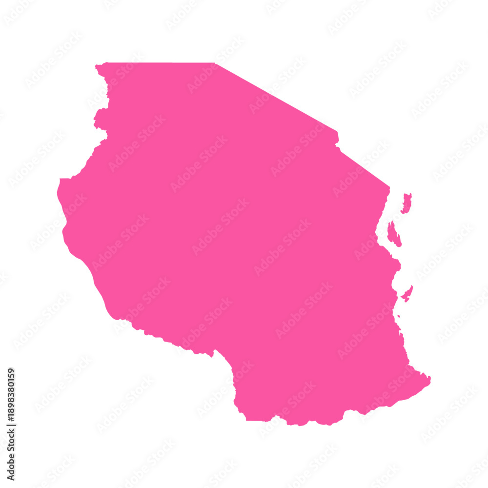 Obraz premium Vector Editable Pink Tanzania Simple Map
