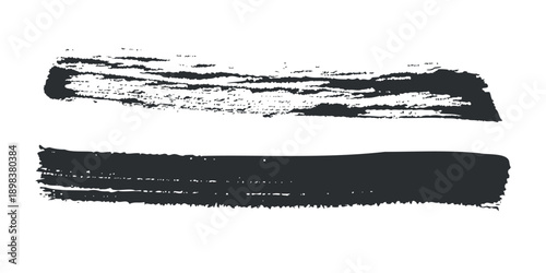 A black brushstroke. Vector imitation of an acrylic paint stain on canvas. Rough line with a strong edge. A smudge of ink on a white background.