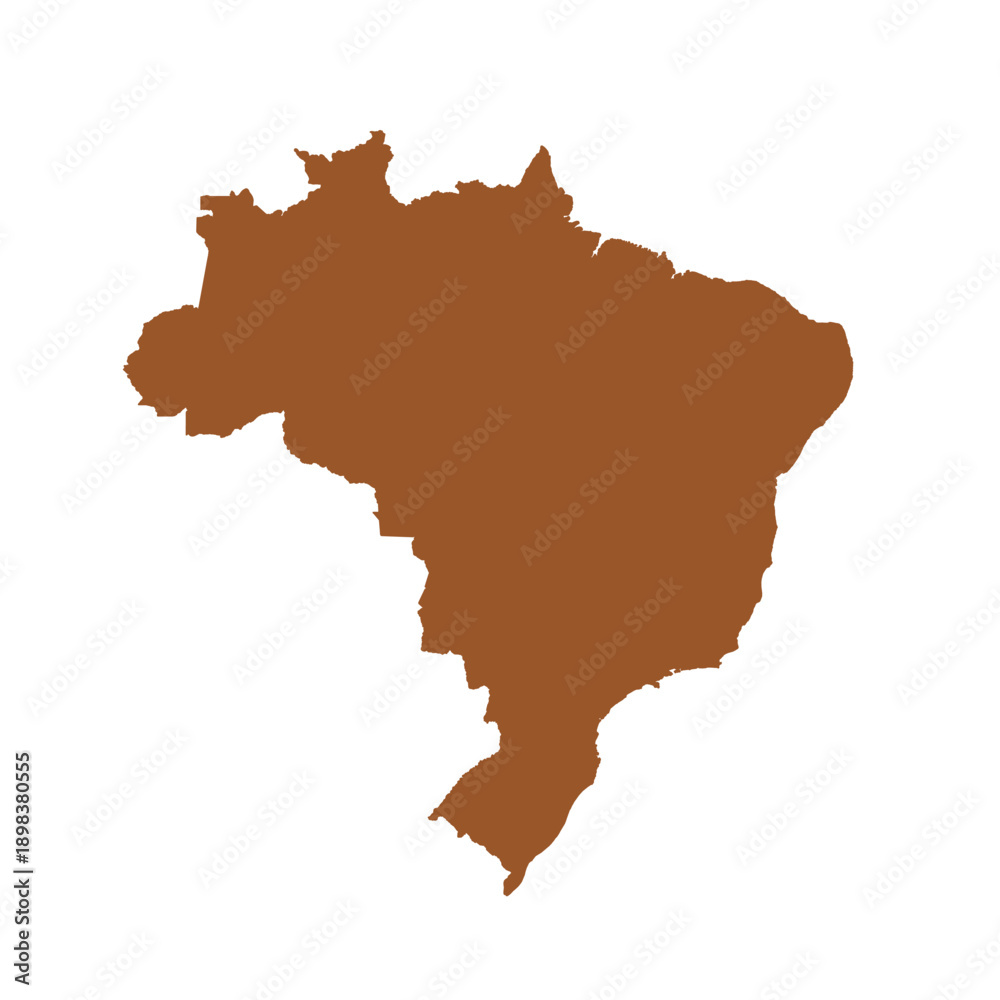 Obraz premium Vector Brown Brazil Map Isolated on White Background