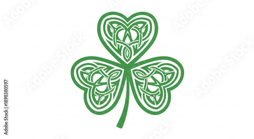 Celtic Shamrock Four Leaf Clover Isolated on White Background