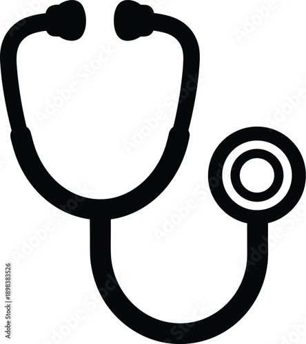 Black stethoscope icon on white background