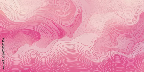 Pink abstract background with soft rose waves and a textured silk marble pattern featuring purple paint strokes on a vintage paper surface