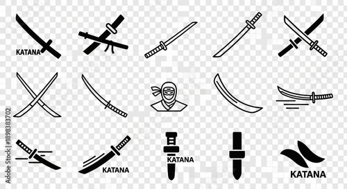 Collection of Japanese Swords and Katana Illustrations.