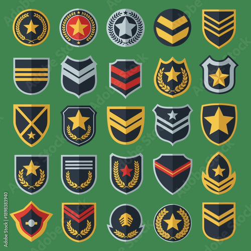 Collection of Military Badges and Insignia Symbols, Award Emblems