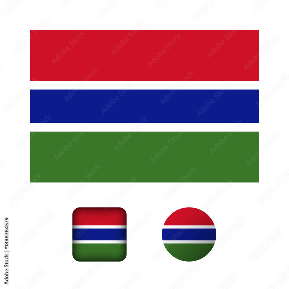 Fototapeta premium Gambia Flag Flat Icons Collection