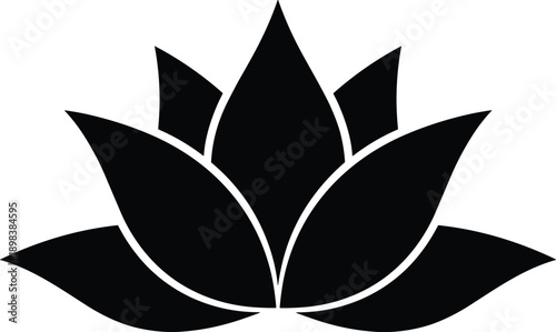 Black Lotus Flower Icon Simple Design