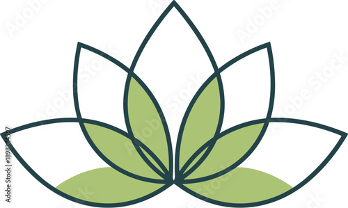 Green Lotus Flower Icon Simple Design