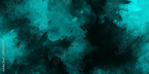 abstract cloud and vapor texture background. Black and Green smoke aquarelle smudge illustration smooth grungy smokey light pastel colors ink glow. Teal color powder explosion	