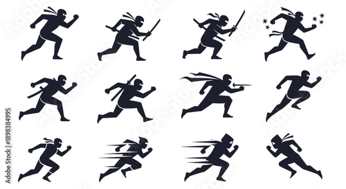 Silhouettes of Runners in Motion.