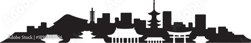 Kyoto City Skyline Vector Japan Landmark Silhouette