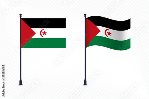 Set of Western Sahara Flags Isolated for Independence Day Celebration