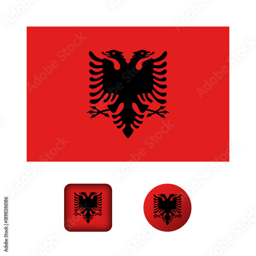 Albania Flag Flat Icons Collection