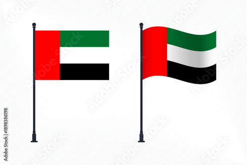 Set of United Arab Emirates Flags Isolated for Independence Day Celebration