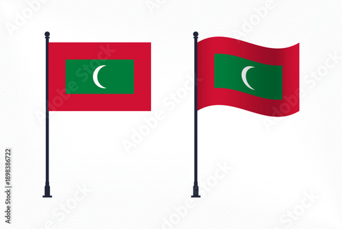 Set of Maldives Flags Isolated for Independence Day Celebration