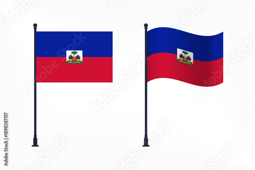 Set of Haiti Flags Isolated for Independence Day Celebration