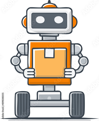 Autonomous Parcel Service Icon with Robot Symbol