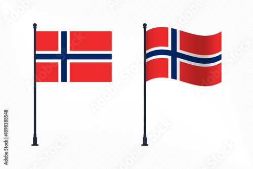 Set of Norway Flags Isolated for Independence Day Celebration