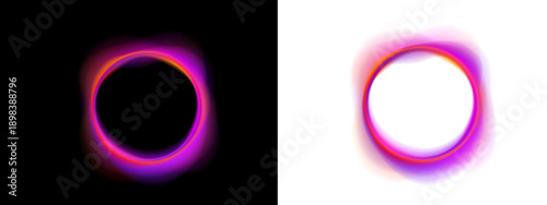 Fotografi Neon colored ellipse presents radiant waves and blended tonal layers