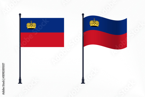 Set of Liechtenstein Flags Isolated for Independence Day Celebration