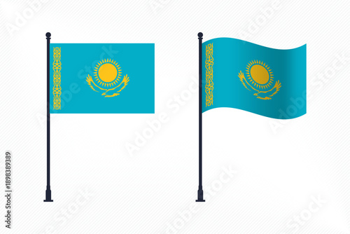 Set of Kazakhstan Flags Isolated for Independence Day Celebration