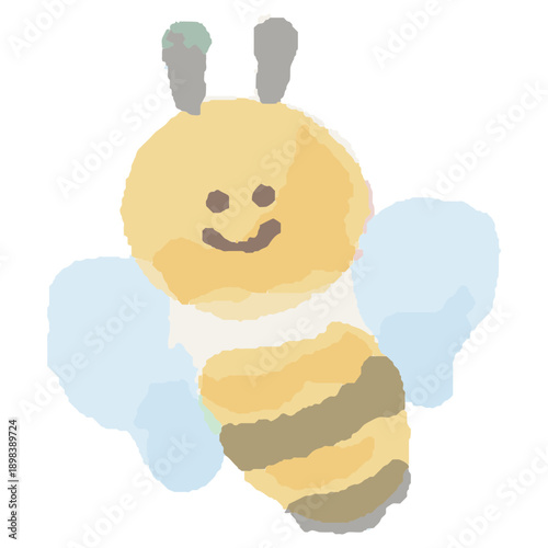 幼稚園・保育園向け 3月のやさしい水彩挿絵イラストシリーズ｜可愛い蜂｜Cute Bee Watercolor Illustration for Spring