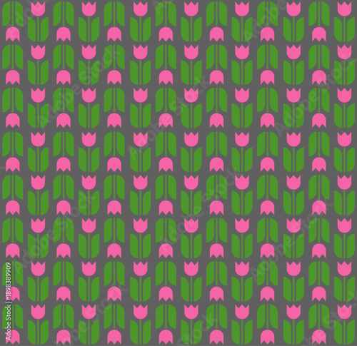 Seamless pattern of the spring flowers tulips