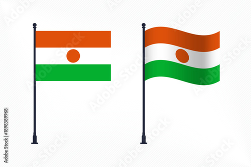 Set of Niger Flags Isolated for Independence Day Celebration