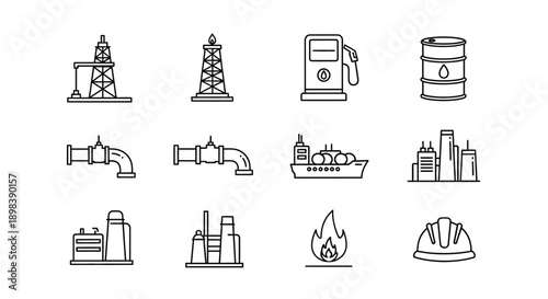 Illustrations of various industrial and manufacturing processes and equipment