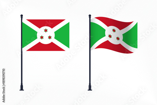 Set of Burundi Flags Isolated for Independence Day Celebration