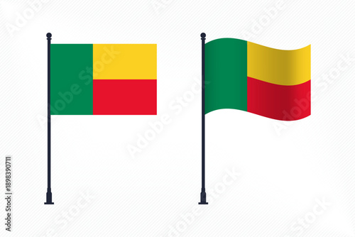 Set of Benin Flags Isolated for Independence Day Celebration