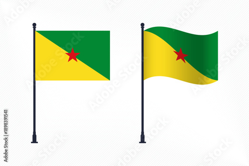 Set of French Guiana Flags Isolated for Independence Day Celebration