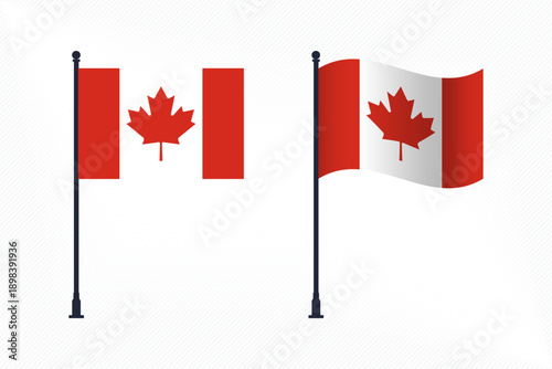 Set of Canada Flags Isolated for Independence Day Celebration