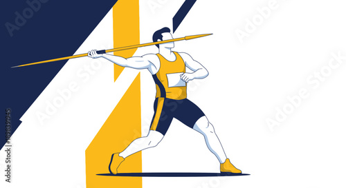Athletic Man Preparing To Throw Javelin In A Sporting Event