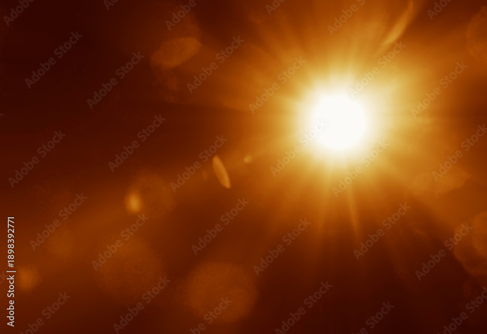 Obraz premium shiny sun rays burst, sunbeams, sunrays, sunshine sunburst design. Yellow warm light effect, sunny beams, yellow orange red golden sunshine isolated on black background. star dust sun light shine