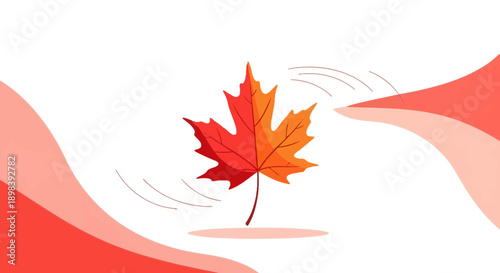 Autumn Leaf Falling In A Gentle Breeze Vibrant Colors