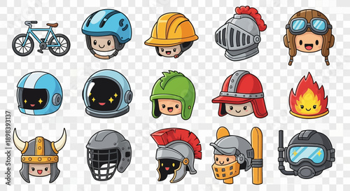 Collection of Cartoon Helmets and Headgear.