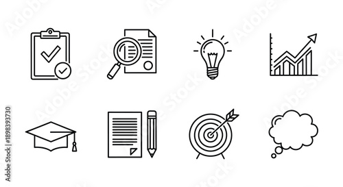 Icons representing various aspects of business and education