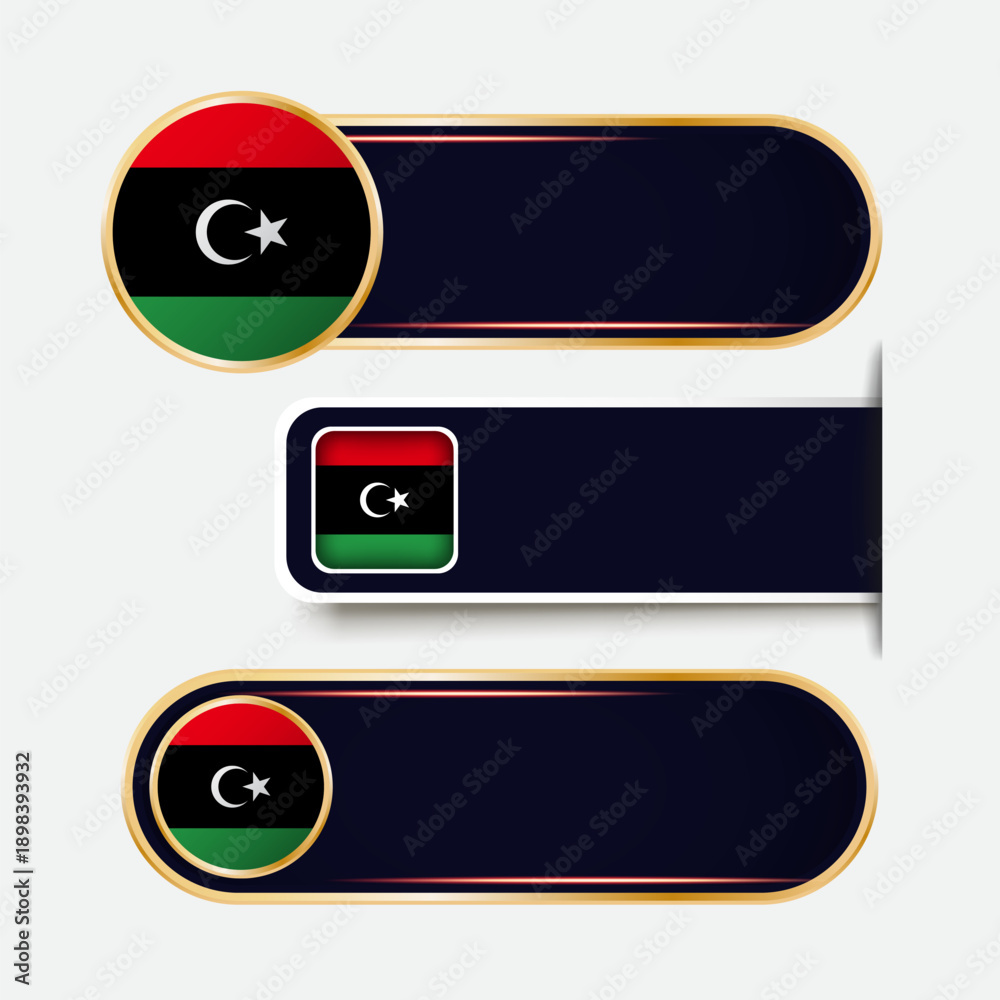 Fototapeta premium Shiny Libya Flag Banners Set
