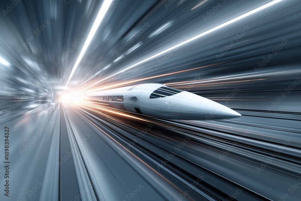 Fototapeta premium Speed and efficiency concept, blurred motion lines behind racing rocket, fast performance, productivity