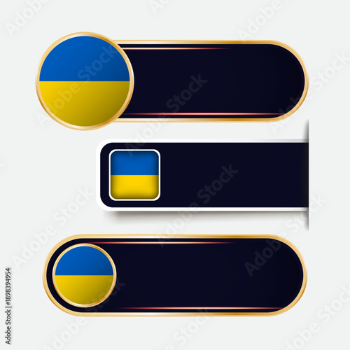 Shiny Ukraine Flag Banners Set