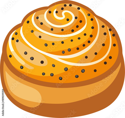 Sweet bakery with poppy seeds stock illustration , white background