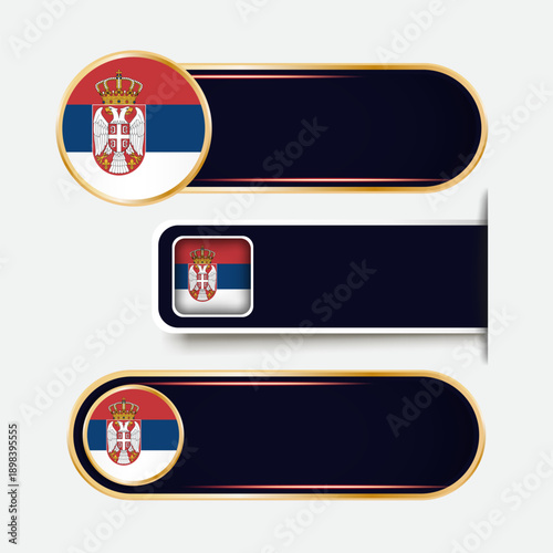 Shiny Serbia Flag Banners Set