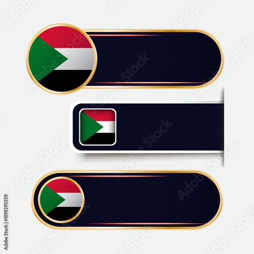 Shiny Sudan Flag Banners Set