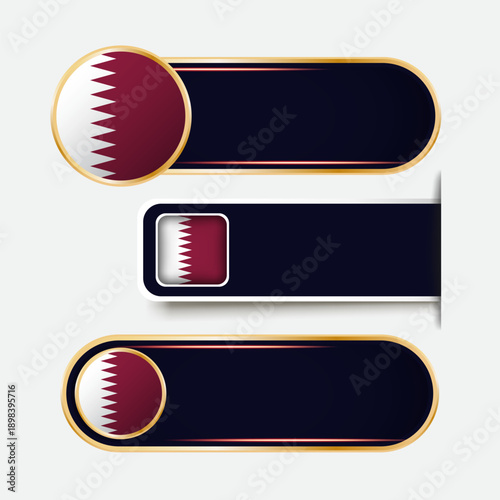 Shiny Qatar Flag Banners Set