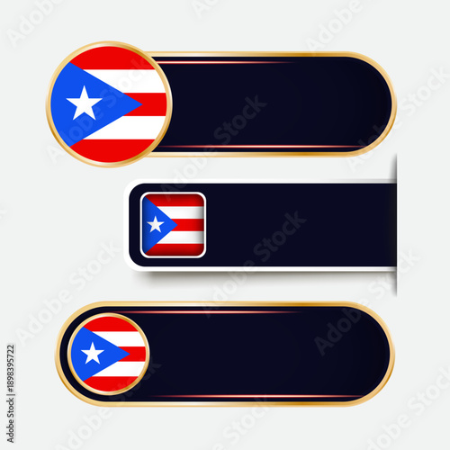 Shiny Puerto Rico Flag Banners Set