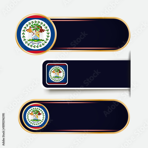Shiny Belize Flag Banners Set
