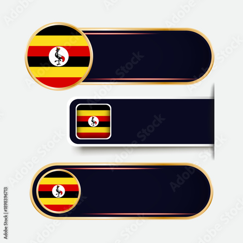 Shiny Uganda Flag Banners Set